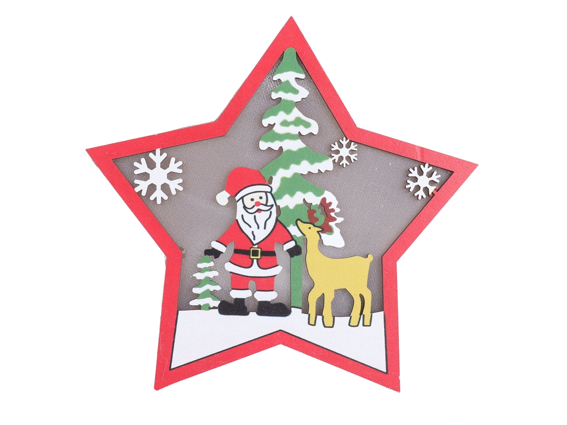 Enfeite de Estrela de Madeira com Luz Led para Natal Decoração Festiva Mesa e Prateleira S/MARCA