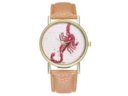Relógio Scorpio Analógico de Quartzo com Pulseira Simples Unissex em PU T267-a Bege