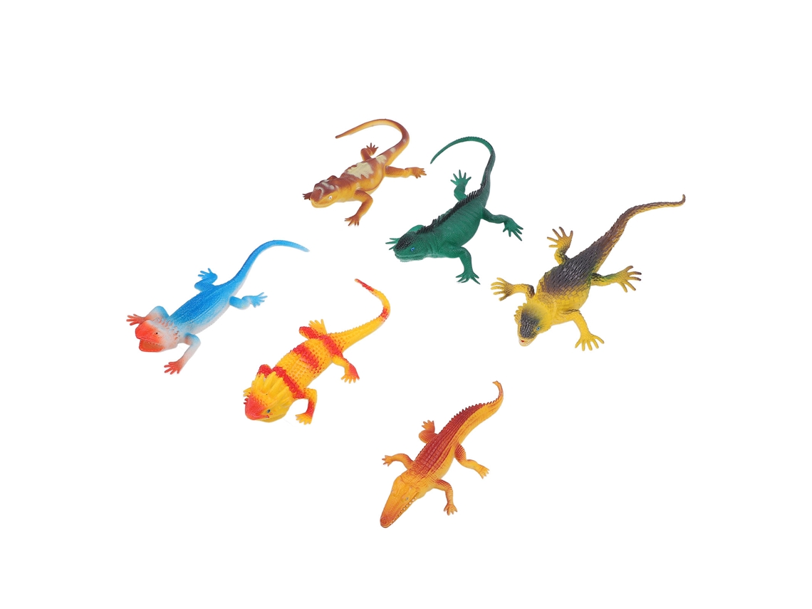 Mali conjunto de 6 Estatuetas de Lagartos Realistas Pvc Brinquedos Educativos para Crianças