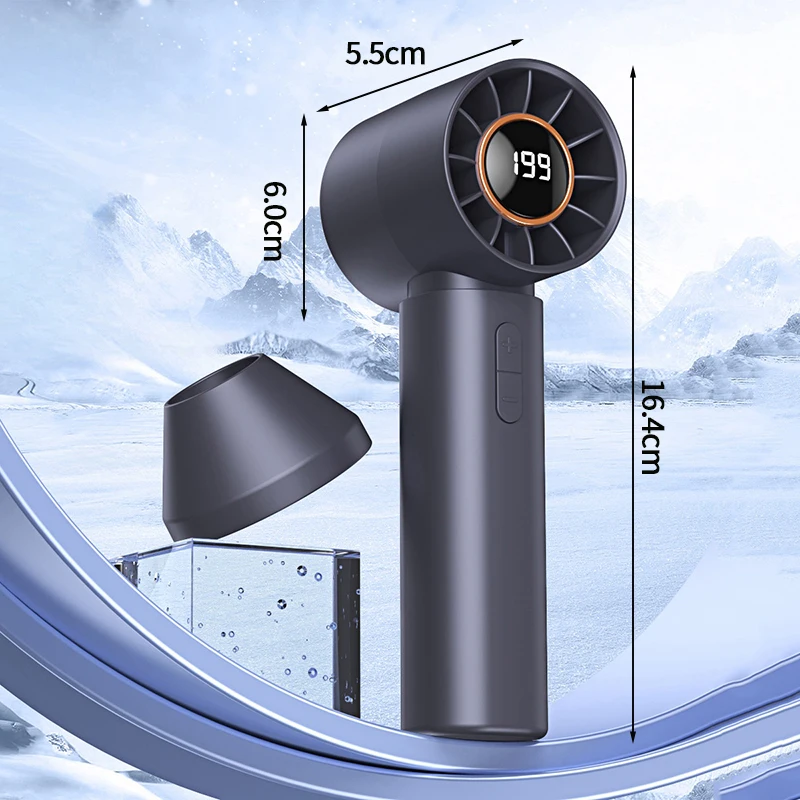 (preto) Mini Ventilador Turbo Recarregável Usb Mini Ventilador Portátil Para Exterior Com Display Led