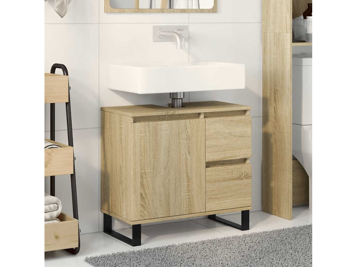 Vidaxl Armário Wc 65x33x60 Cm Derivados De Madeira Carvalho Sonoma