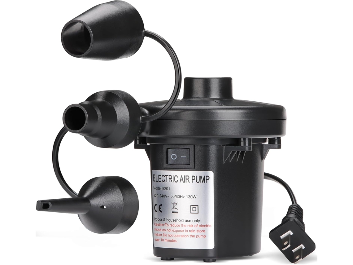 Bomba De Ar Elétrica Modelo 2025 Para Infláveis ​​de Piscina, Ac/110v 130w - Bomba De Enchimento Rápido Para Colchões De Ar Com 3 Bicos.