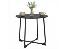 Mesa de Centro Externa com Cerca de 50 Cm. Mesa de Metal com Base em X e Pés Antiderrapantes. Preto Ge