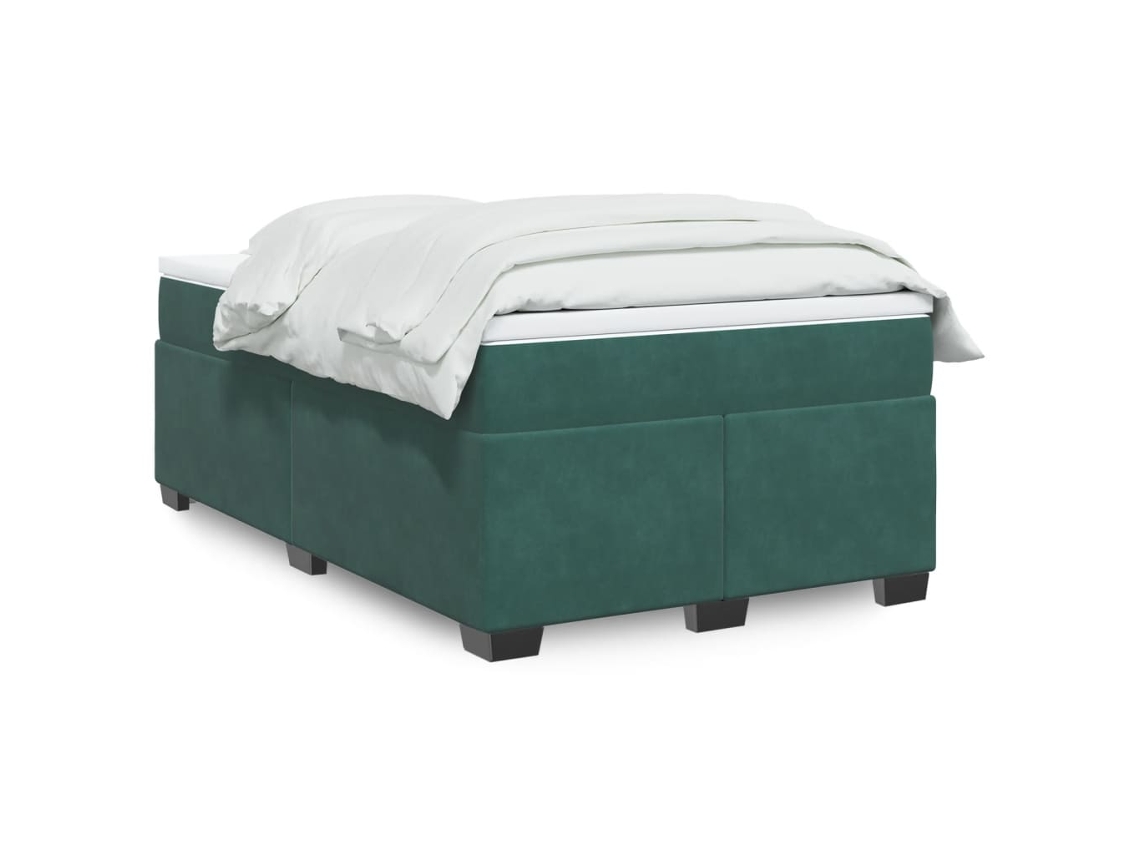 Cama Boxspring Com Colchão 120x190 Cm Veludo Verde-escuro