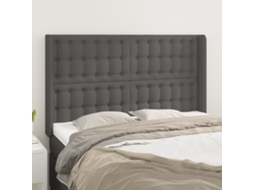 Cabeceira Cama C/ Abas Couro Artif. 147x16x118/128 Cm Cinzento Lovely Home