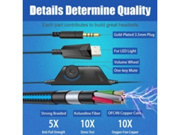 Headset de Jogos Yinzhuo G9000 com microfone, luz LED, para esports EOOCOO