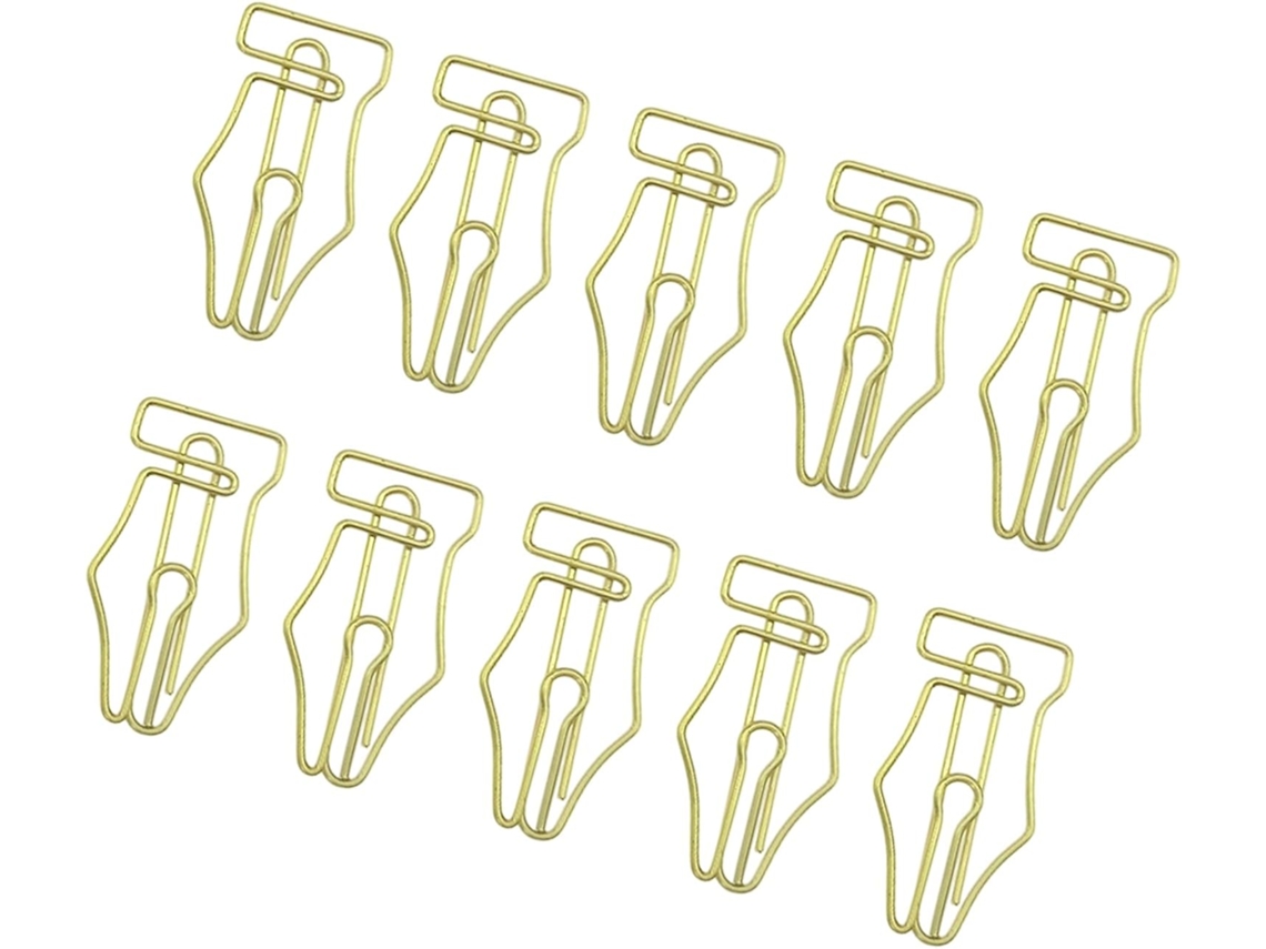 Pacote com 10 clipes de papel modernos de metal para mesa, escola, artesanato e organização criativa.