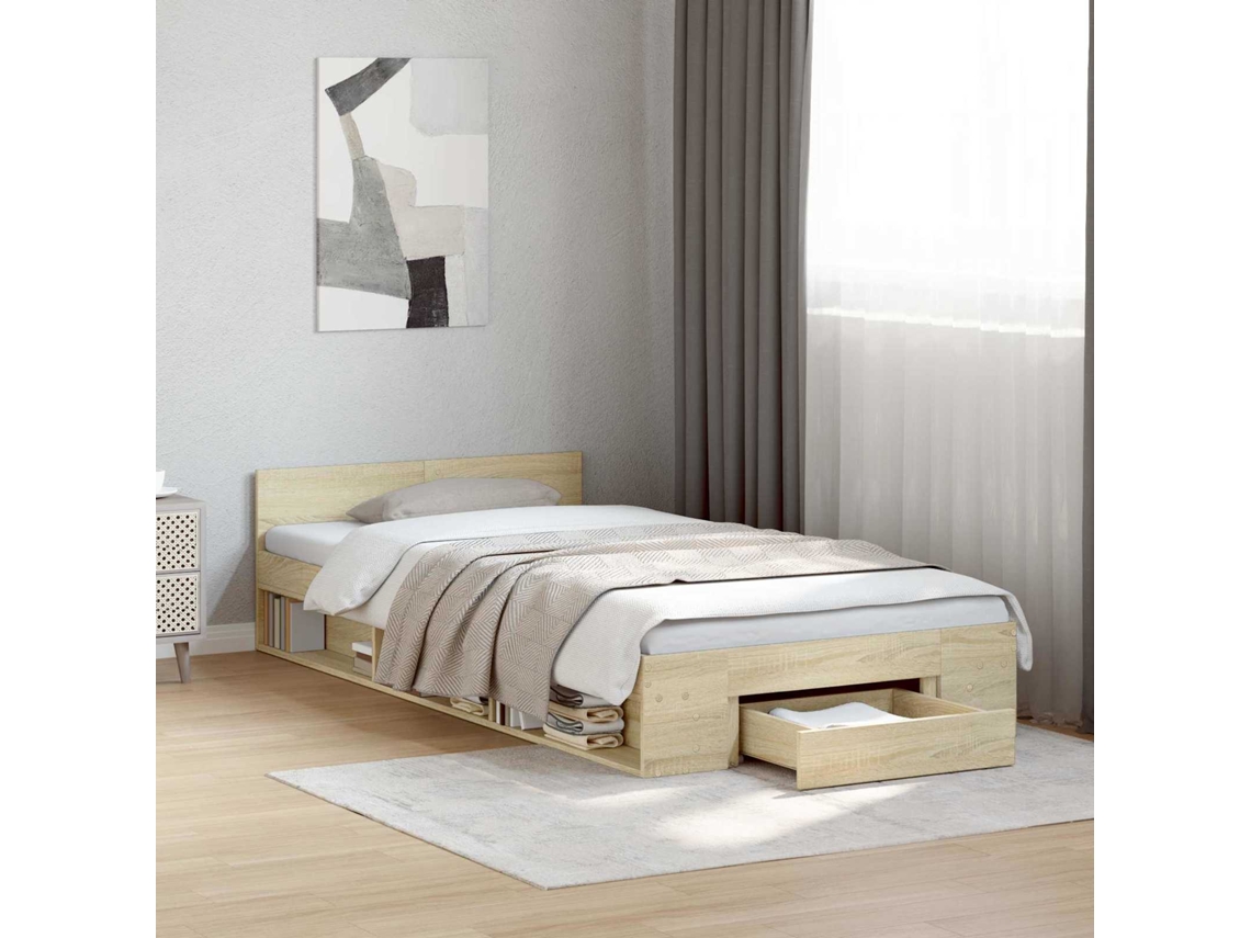 Vidaxl Estrutura De Cama Com Armazenamento Carvalho Sonoma 80 X 200 Cm