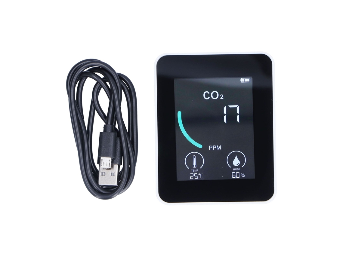 Lurelia Medidor De Qualidade Do Ar Hcho/co2, Temperatura/humidade, Com Visor Lcd, Bateria 1500 Mah Usb, Branco