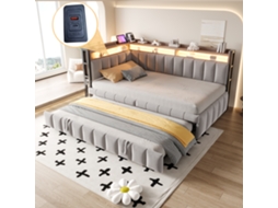 Sofá-cama Cinza Claro 90x200cm Veludo, Retrátil, Led, Usb-c. Cs