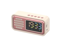 Caixa De Som Bluetooth Portátil Retrô Inovadora Com Tela De Led Colorida E Alarme, Bege