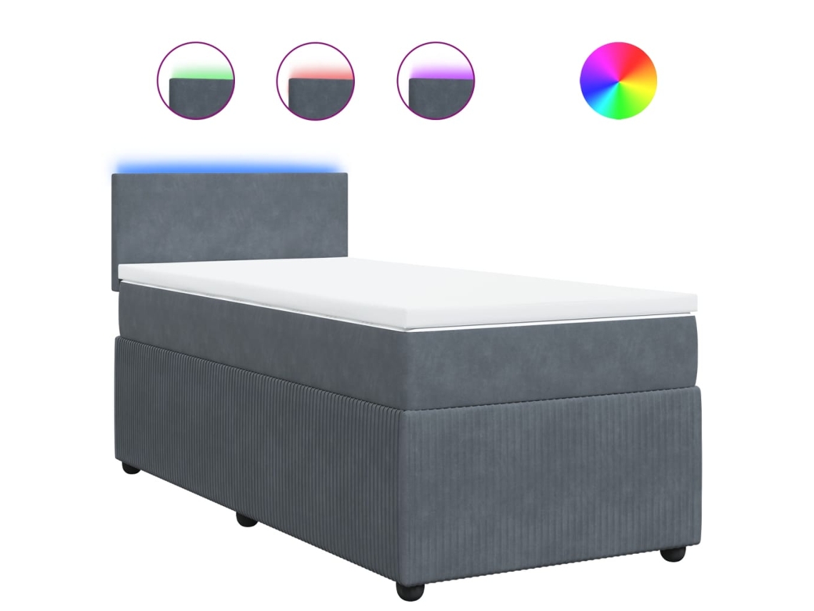 Box Spring Bed, Box Spring Beds Vidaxl Cinzeto Veludo (90 X 190 Cm)