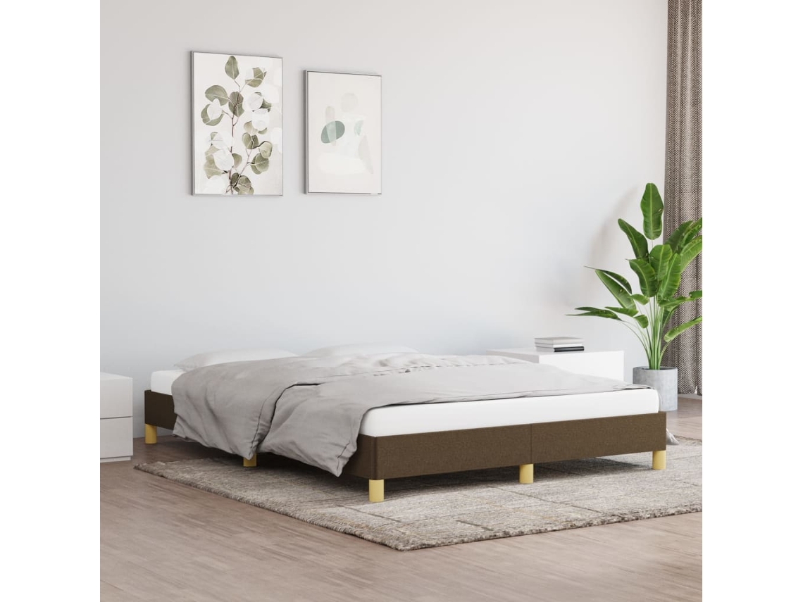 Vidaxl Estrutura De Cama Sem Colchão 140x190 Cm Tecido Castanho-escuro