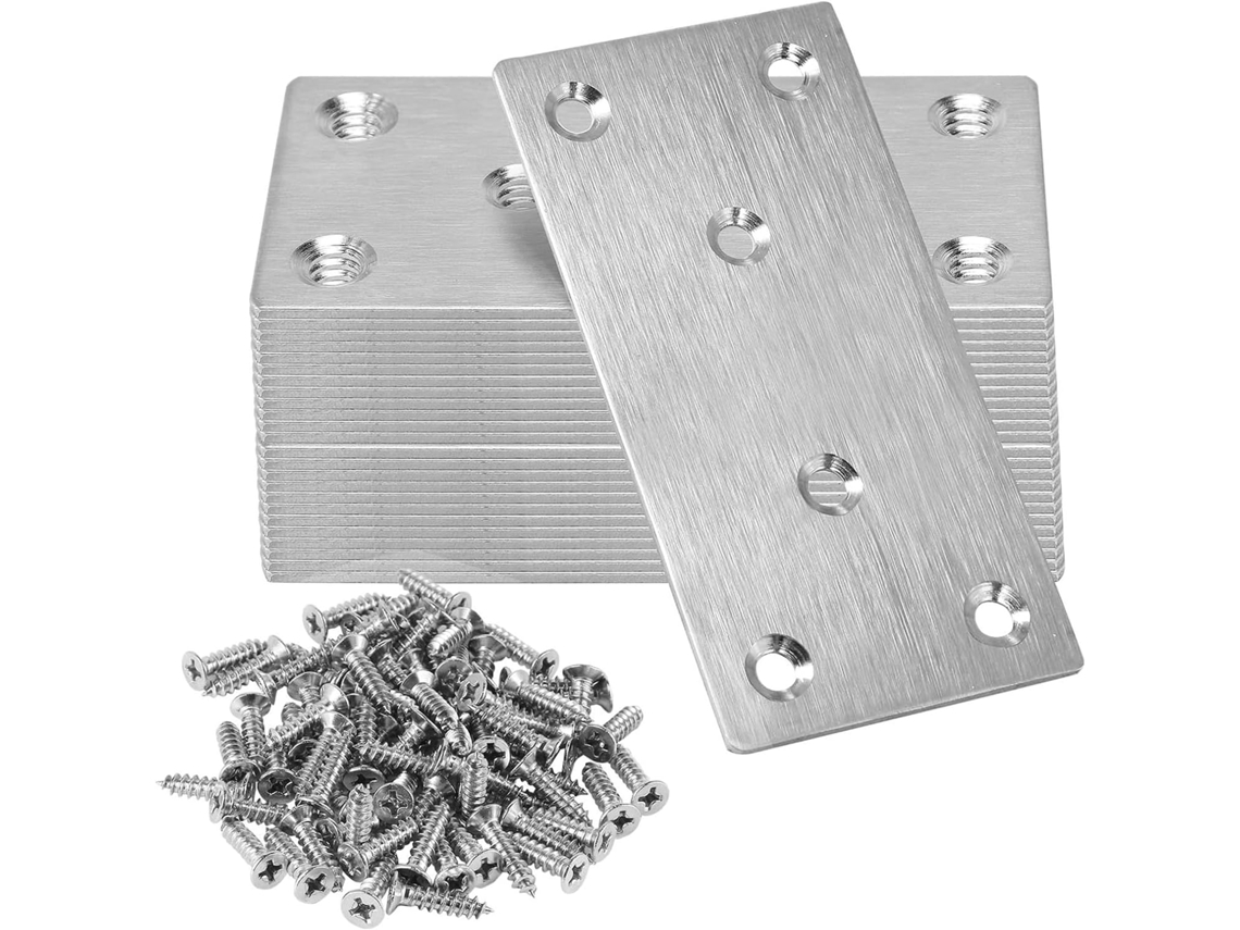 Conjunto de 20 Suportes Fixos em Aço Inoxidável com Parafusos Planos. SFUSHOS