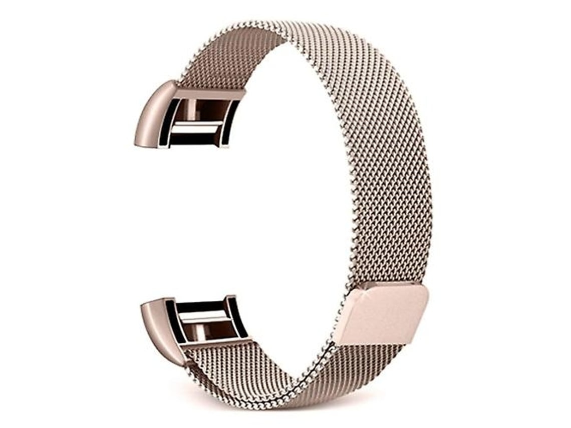 Pulseira De Aço Inoxidável, Compatível Com Smartwatch Fitbit Charge 2, Ouro Champanhe.