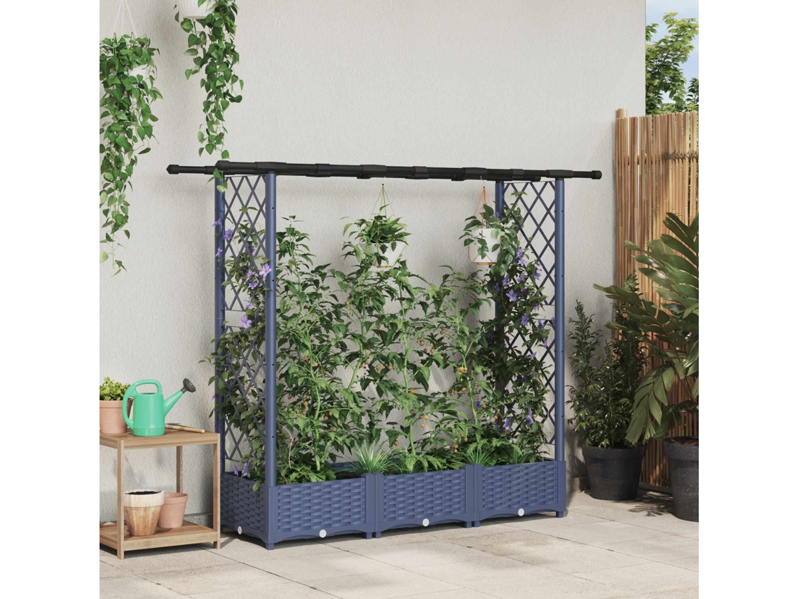 Vidaxl Cama Elevada Com Treliça E Telhado Cinzento 164 X 40 X 121 Cm