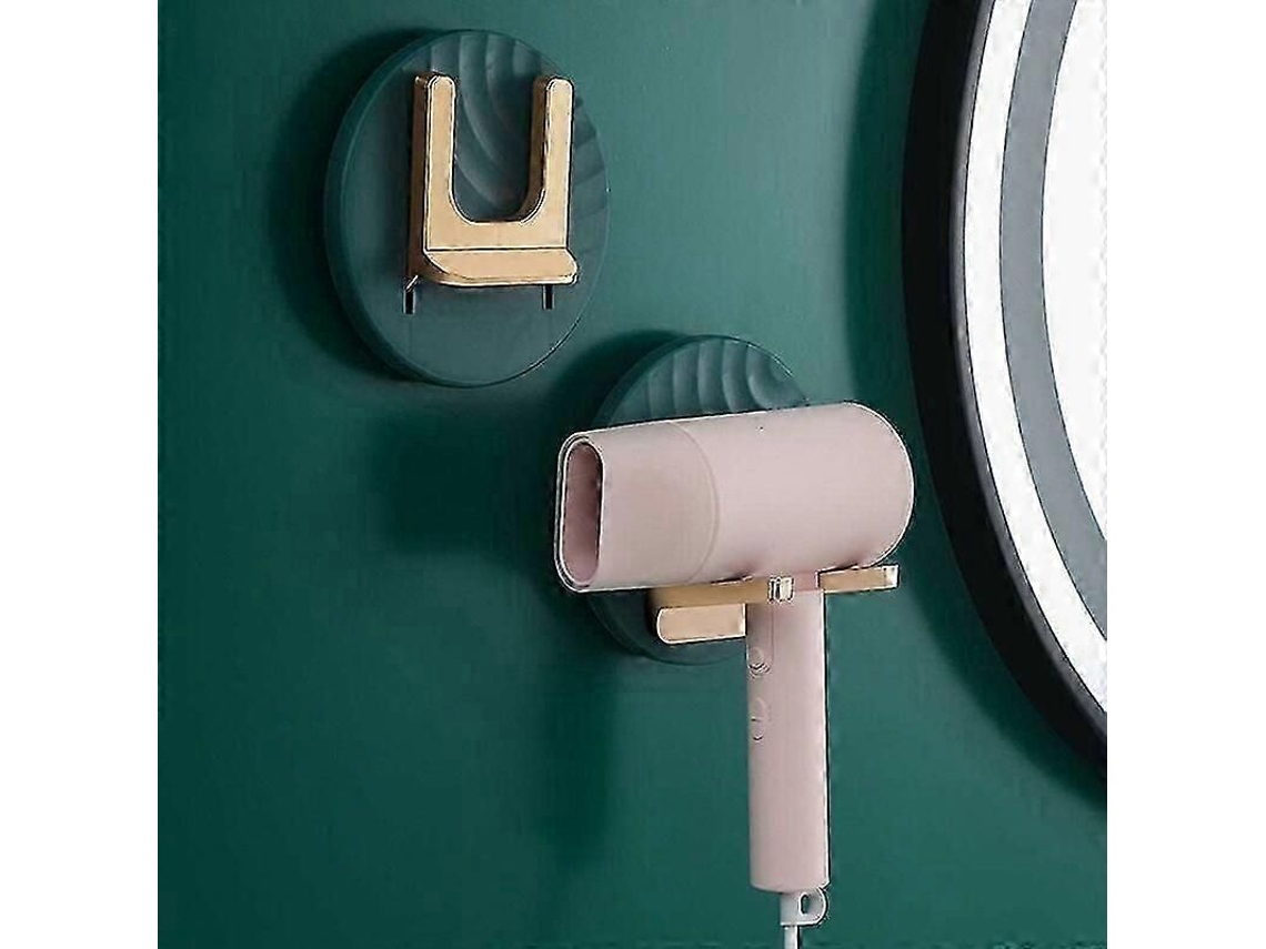 Suporte de Parede para Secador Cabelo, e Chapinha, Cabelo com Ventosa , Banheiro Verde Mmd GOKOCO