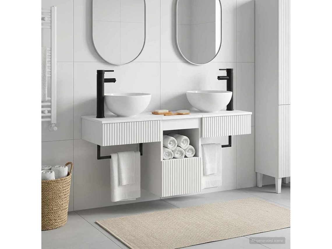 Vidaxl Conjunto De Móveis Para Banheiro 3 Unid. Branco