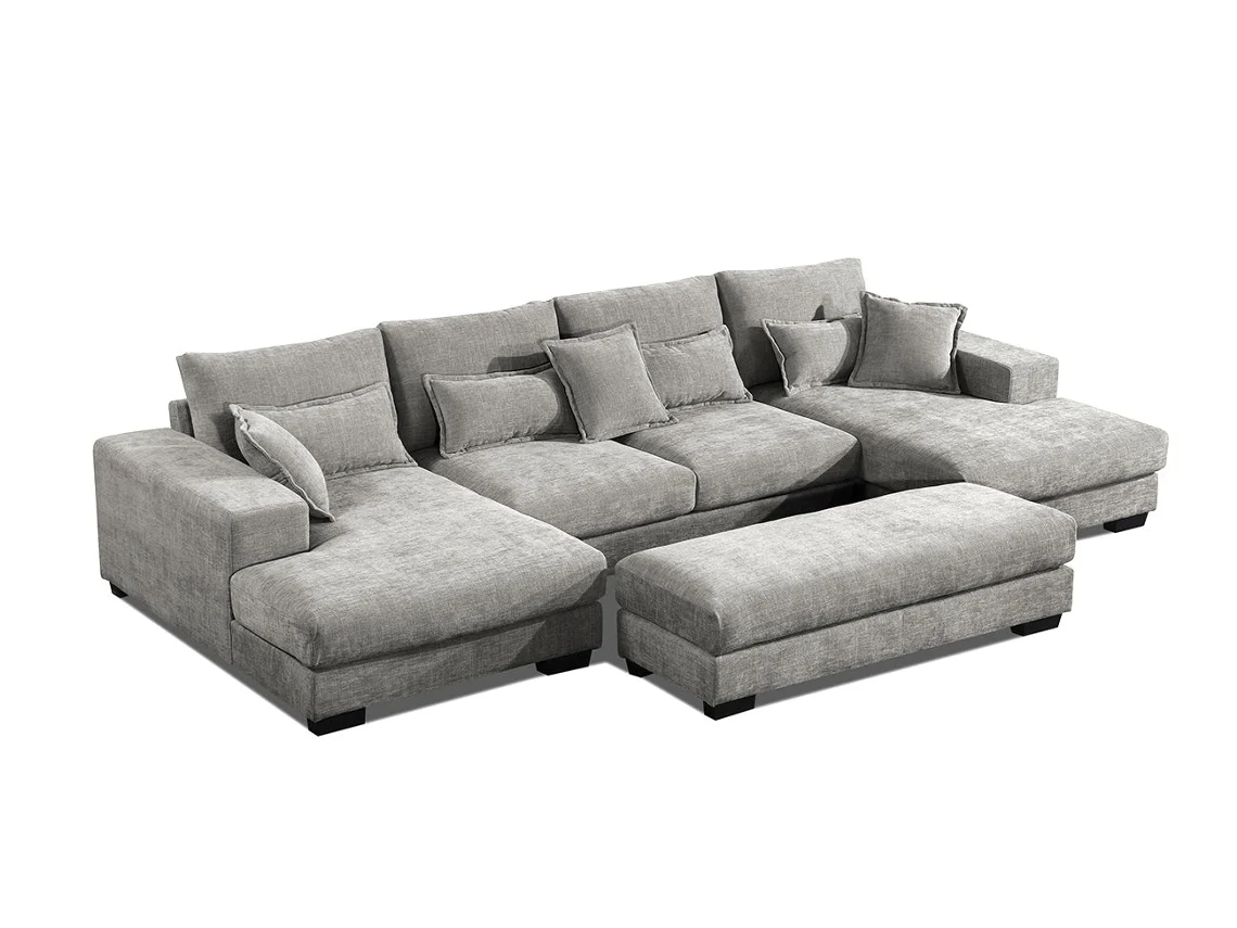 Sofá Cama De Canto Mega Com Chaise Longue Kim 368cm, Cinza