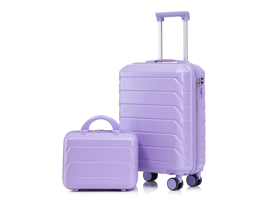 Estojo Abs 2 Peças 14/19 Fechadura Combinação Nécessaire Azul Roxa VELTRIX