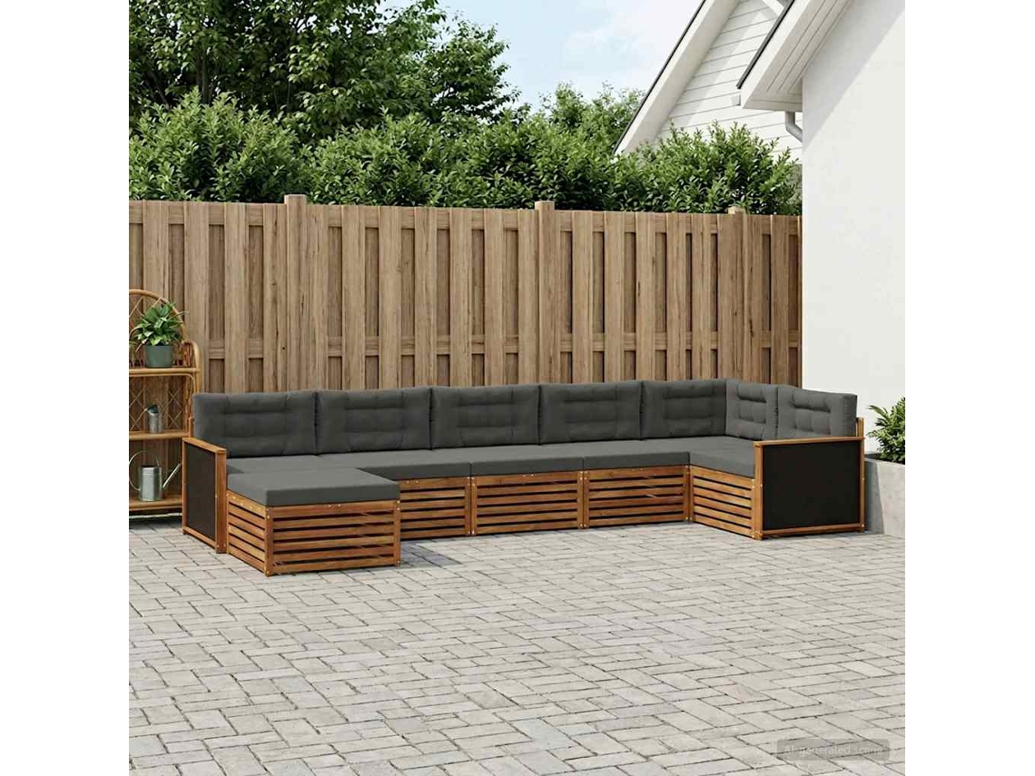 Vidaxl Conjunto De Sofás Para Exterior 7 Pcs Natural E Antracite