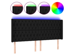 Cabeceira de Cama com Luzes Led Tecido Preto MAISON EXCLUSIVE (183x16x118 cm)