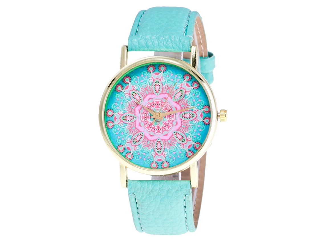 Relógio de Pulso Feminino de Moda com Pulseira de Couro Pu e Mostrador Simples (menta)