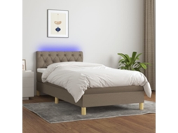 Vidaxl Cama Box Spring + Colchão/led 80x200cm Tecido Cinza-acastanhado