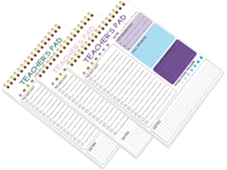 Planificador De Trabalho Quotidien Para Enseignant 3 Peças De Papel E Metal, Portátil, Escritório E Escola