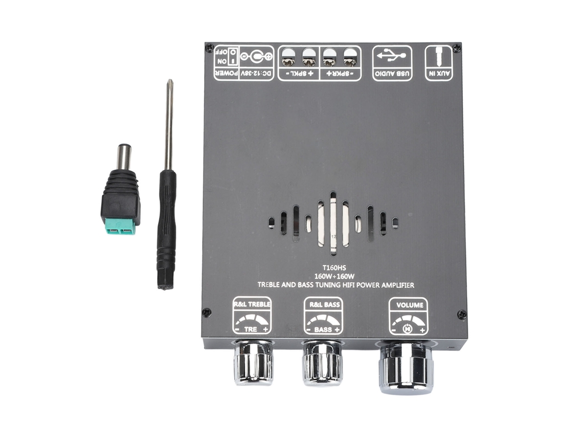 Placa amplificadora estéreo digital 2.0 canais Bluetooth 160W+160W, controle de graves e agudos | S/MARCA