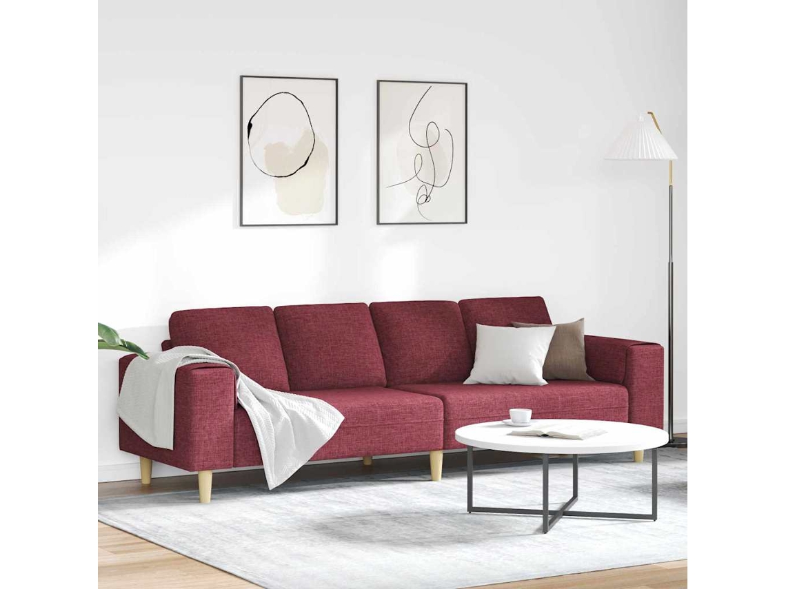 Vidaxl Sofá De Sala De Estar Vinho Vermelho 250 X 77 X 76 Cm Poliéster