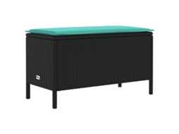 Vidaxl Pufe De Jardim Preto E Turquesa 80 X 38 X 42 Cm Rattan De Pe