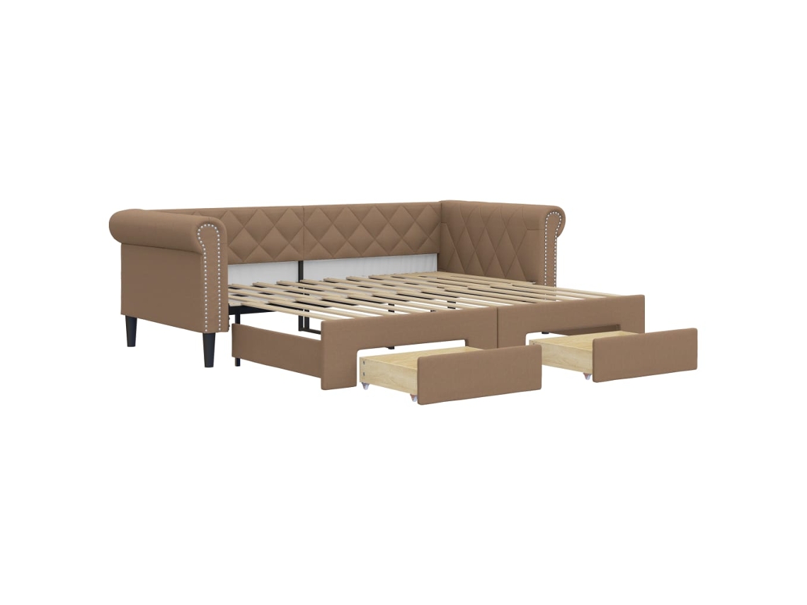 Sofá-cama com gavetão VIDAXL Marrom Couro Artificial (90x200 cm)