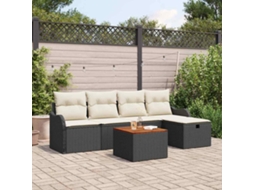 Vidaxl Conjunto De Sofá De Jardim 6 Unid. Preto Rattan Sintético