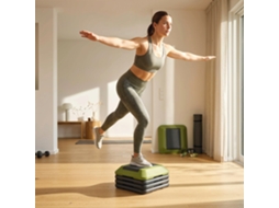 Step Para Fitness Stepper Antideslizante Con Altura Ajustable De 10/15/20/25/30 Cm Carga 150 Kg Verde