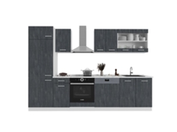 Cozinha Vicco R-Line, concreto preto/branco, 300 cm PT Mármore