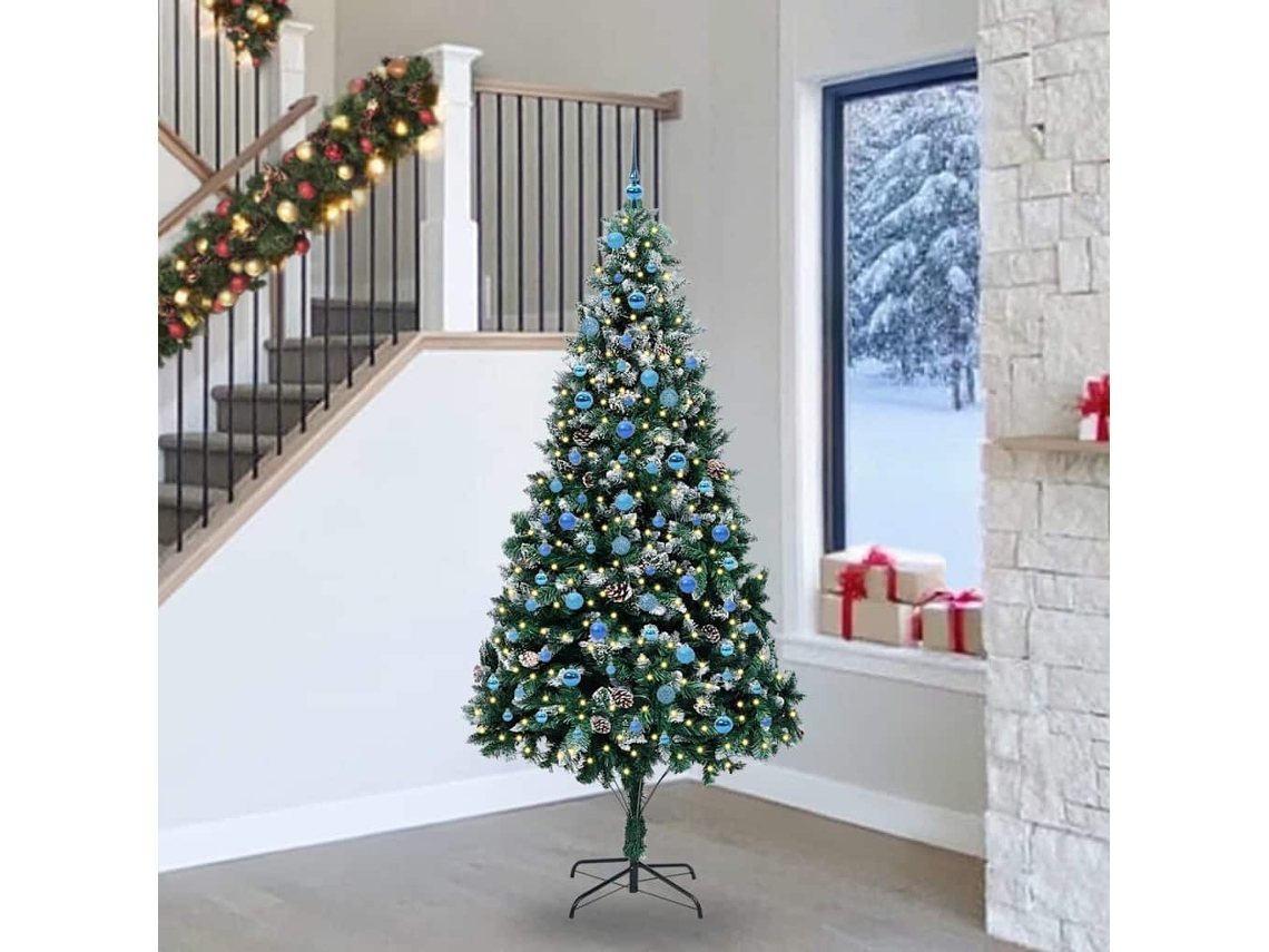 Vidaxl Árvore De Natal Artificial Verde 240 Cm Pvc, Aço E Plástico