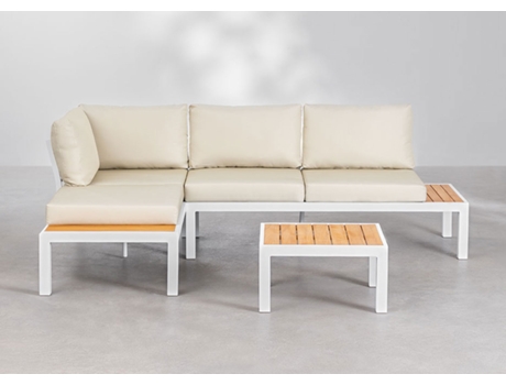 SKLUM Conjunto de Jardim Archer Alumínio Madeira de Eucalipto Crema Linho