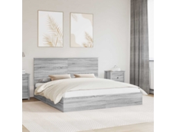 Vidaxl Cama Com Armazenamento Com Cabeceira Cinza Sonoma 180 X 200 Cm
