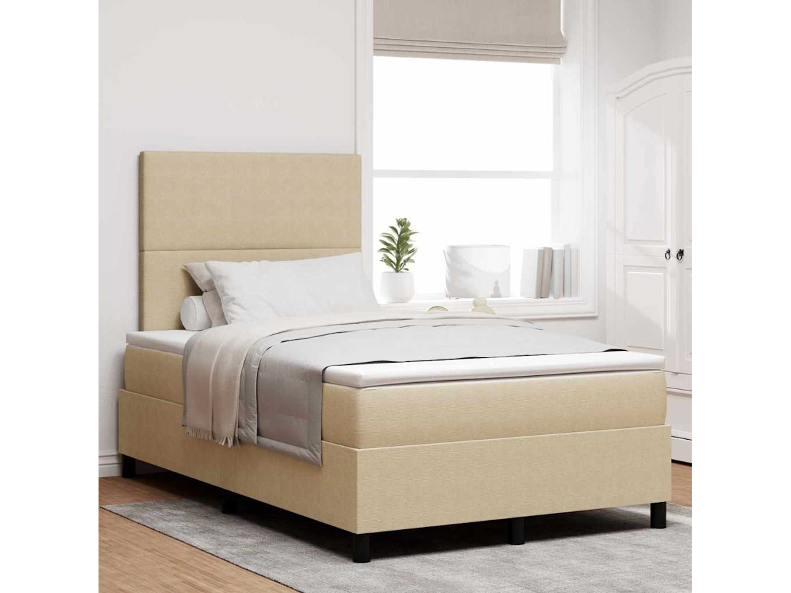 Vidaxl Cama Box Com Cabeceira Cinza Claro E Branco 120 X 190 Cm