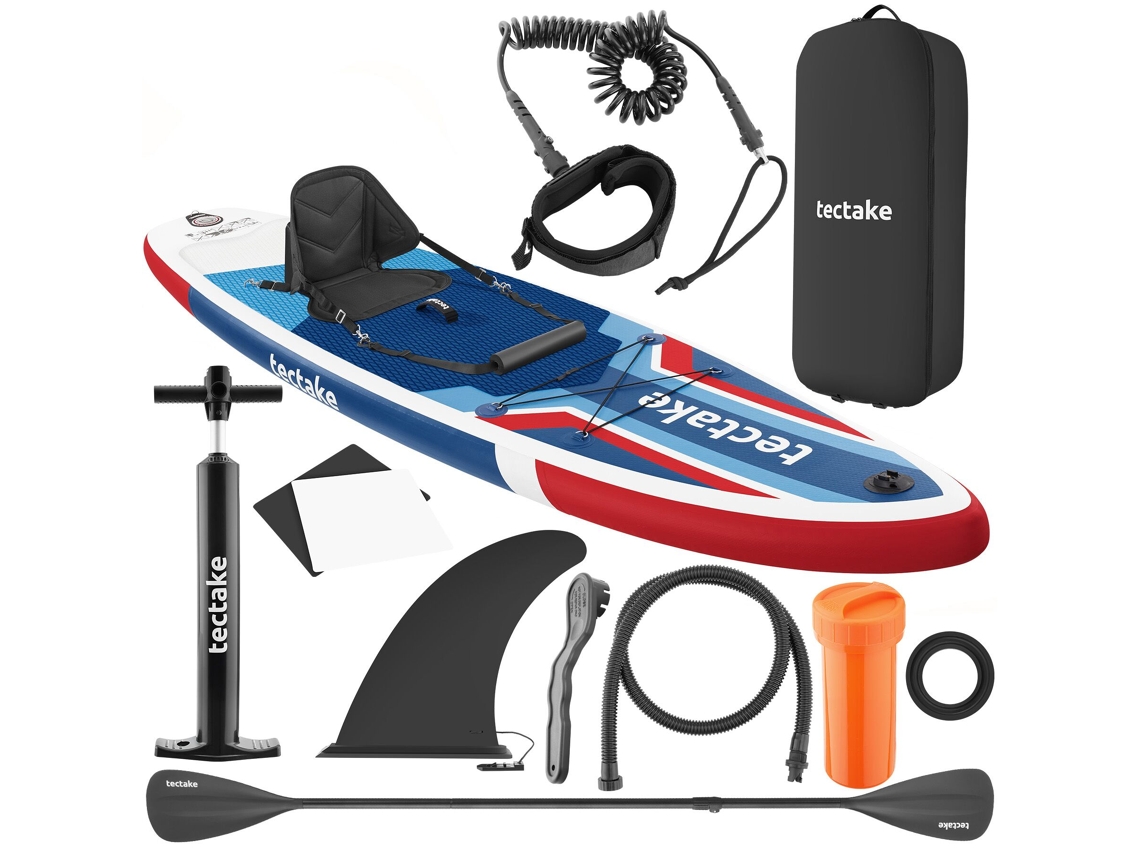 Tectake Prancha De Stand-up Paddle 2 Em 1, 320 Cm, Insuflável, Conjunto Completo, Vermelho/azul