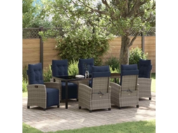 Vidaxl Conjunto De Jantar Para Jardim 7 Unid. Cinzeto Vime Pe