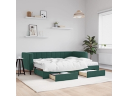 Sofá cama con gran cajón y cajones 80x200cm Terciopelo Verde Oscuro