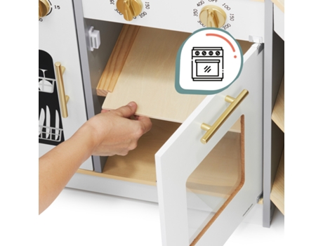 Cozinha Infantil em Madeira Led Cozinha Interactiva L Exaustor Máquina de Lavar Roupa Forno Máquina de Lavar Loiça Jogos de Imitação MAMABRUM