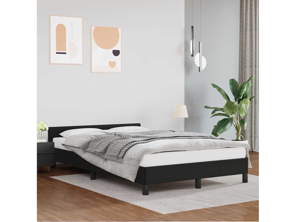 Vidaxl Estrutura Cama C/ Cabeceira Sem Colchão 120x200 Cm Preto