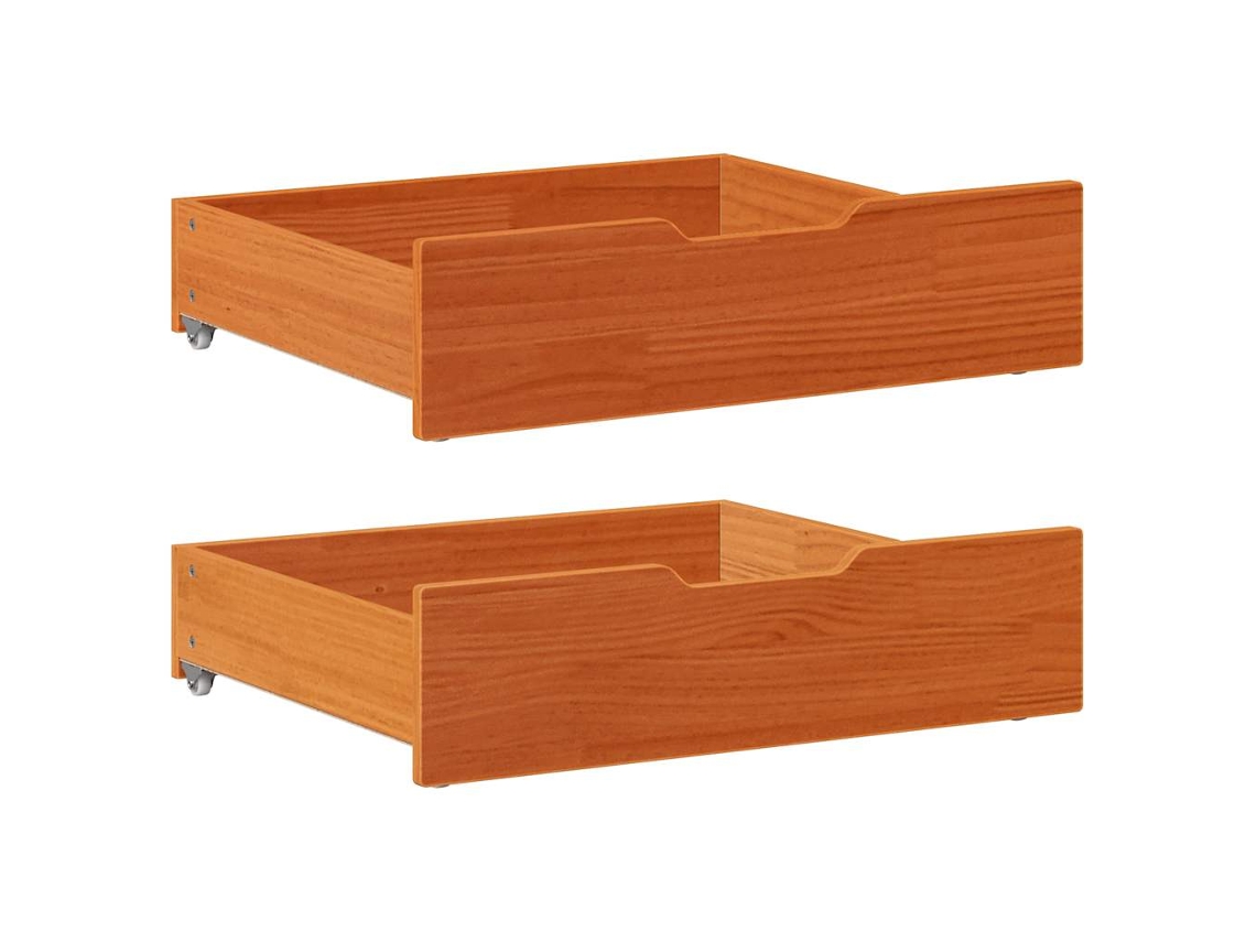 Vidaxl Gavetas Para Cama 2 Pcs 65x55x17 Cm Pinho Maciço Castanho-mel