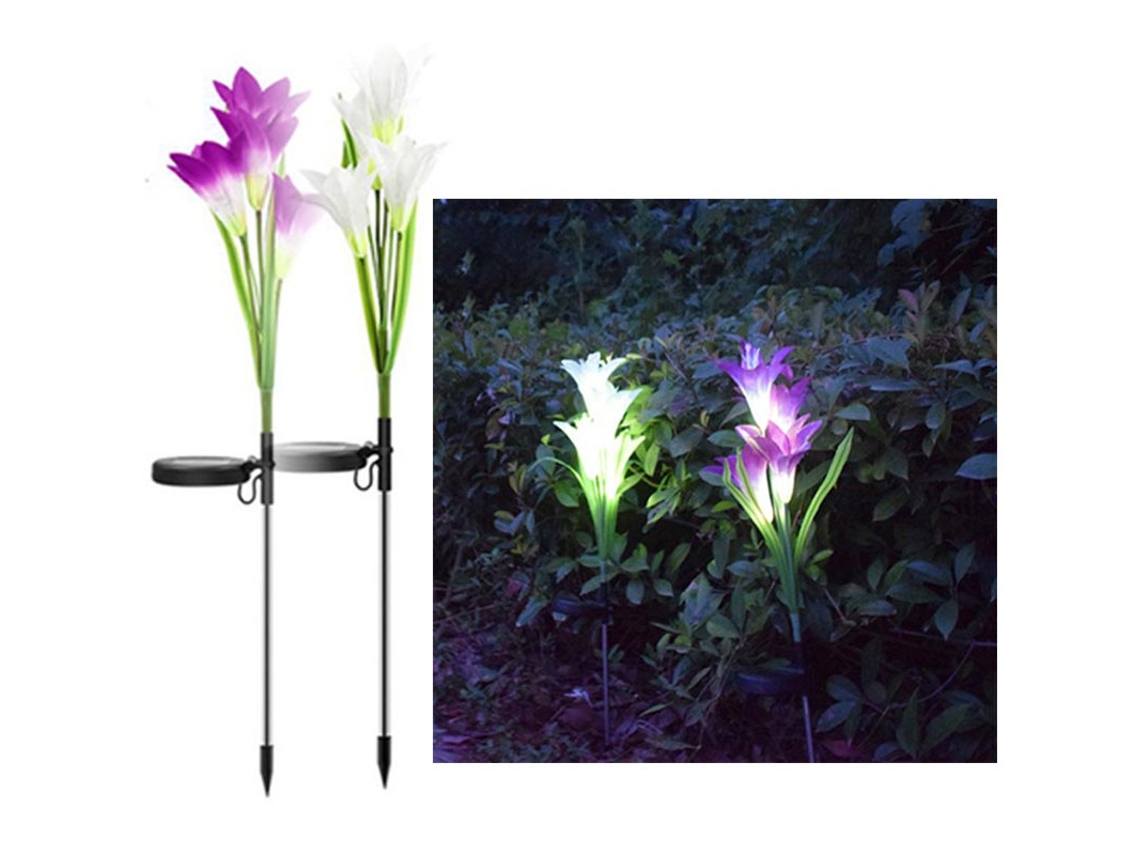 Pacote Com 2 Luzes Led Solares Decorativas Para Jardim, Pátio E Quintal, Com Mudança De Cor, Para Áreas Externas (roxo E Branco) SUNNY SPACES
