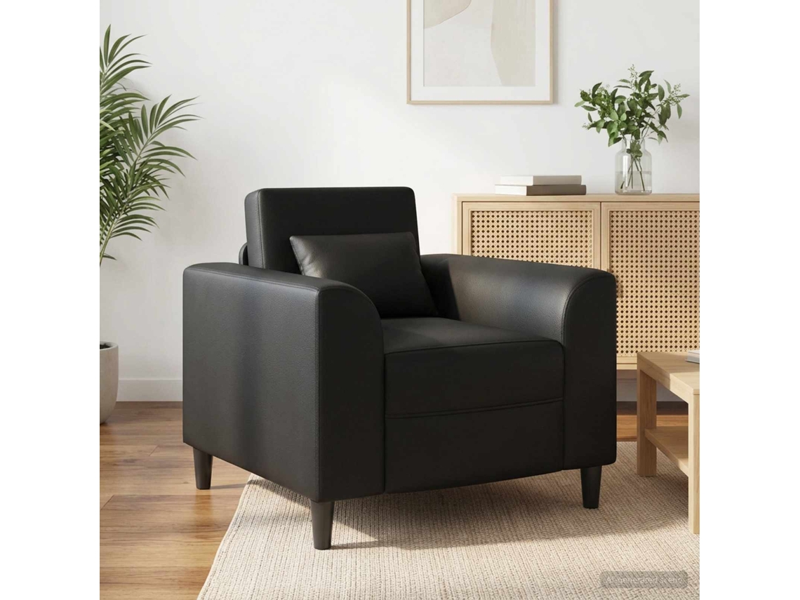 Vidaxl Poltrona Preto Couro Sintético