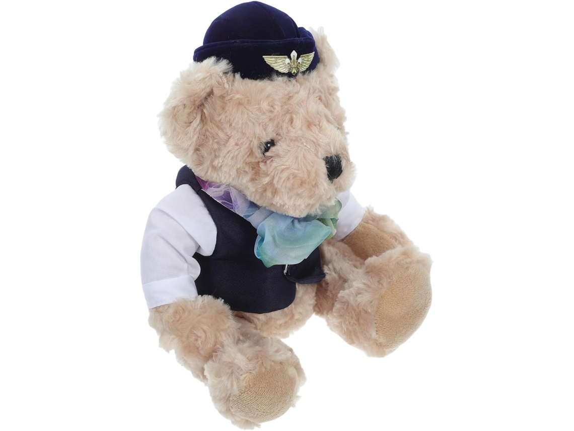 Urso De Pelúcia Com Tema Aeromoça, Macio E Decorativo, Azul, Ideal