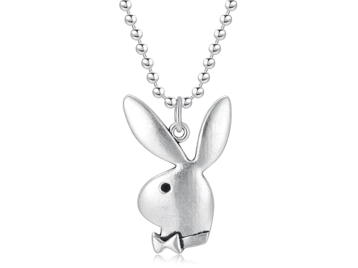 Colar Coelho Playboy 24 Corrente Rolo Aço Inoxidável 304 Liga Zinco Antiguidade